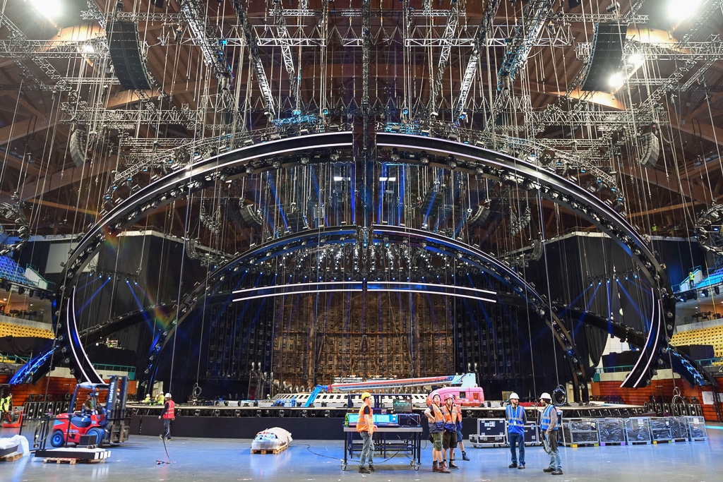 Bühnenaufbau beim Eurovision Song Contest 2018 in Portugal