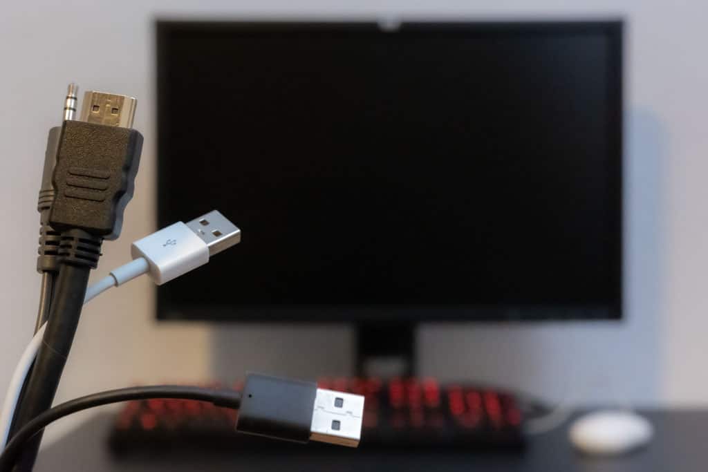 KVM Extender Symbolbild mit USB HDMI und Klinkenstecker