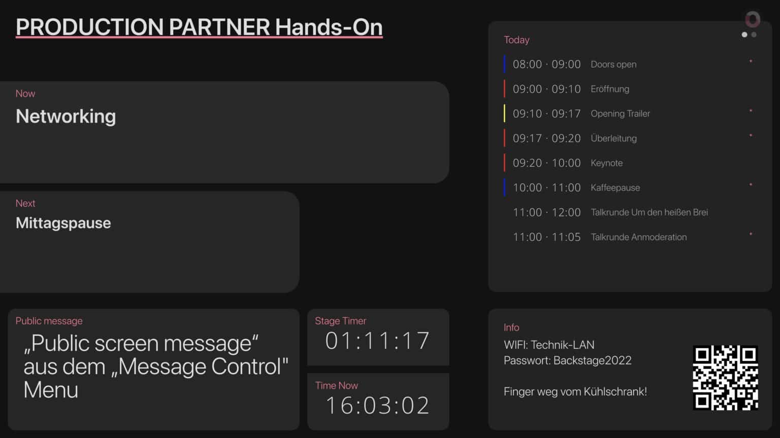 Backstage Timer Ontime – Open Source Timer und Ablaufplan | Production Partner